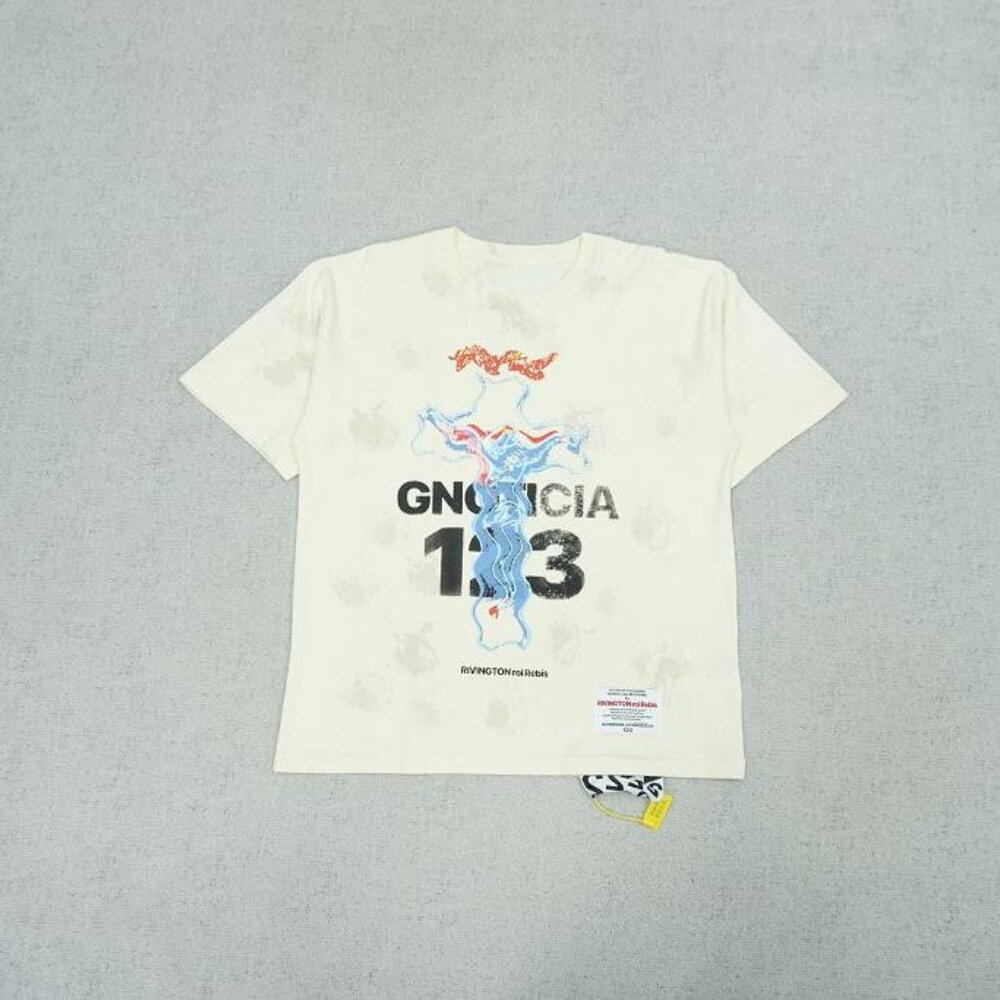 RIVINGTON ROI REBIS Blue Letter Cross Print T Shirt